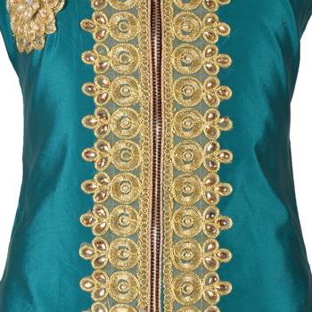 Golden Plain Art Silk Stitched Kids Lehenga Choli 3