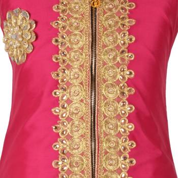 Golden Plain Art Silk Stitched Kids Lehenga Choli 3