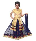 Multicolor Printed Art Silk Stitched Kids Lehenga Choli