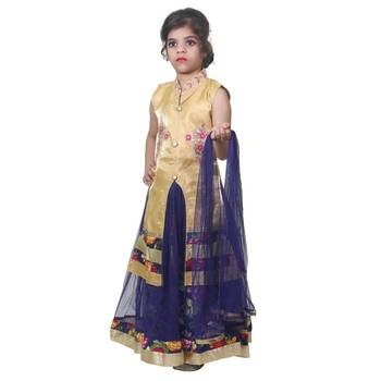 Multicolor Printed Art Silk Stitched Kids Lehenga Choli 2