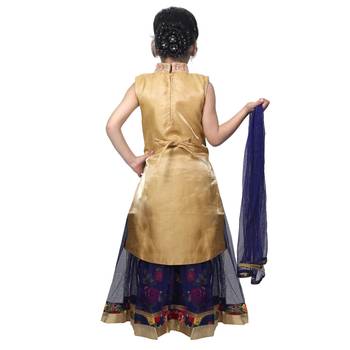 Multicolor Printed Art Silk Stitched Kids Lehenga Choli 4