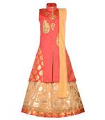 Gold Printed Art Silk Stitched Kids Lehenga Choli