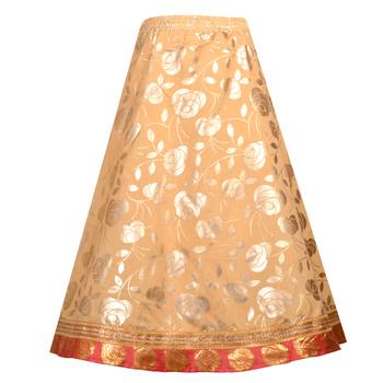 Gold Printed Art Silk Stitched Kids Lehenga Choli 4