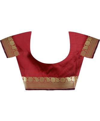 Green woven Banarasi Saree with blouse 4