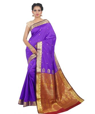 Purple woven Banarasi Saree with blouse 1