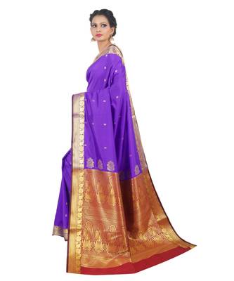 Purple woven Banarasi Saree with blouse 2
