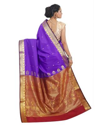 Purple woven Banarasi Saree with blouse 3