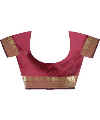 Purple woven Banarasi Saree with blouse 4