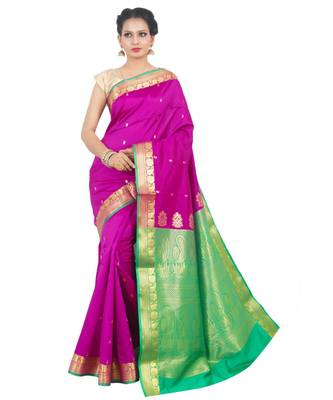Purple woven Banarasi Saree with blouse 1