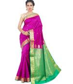 Purple woven Banarasi Saree with blouse