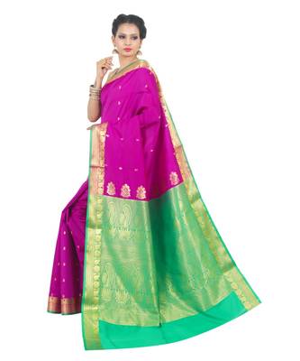 Purple woven Banarasi Saree with blouse 2