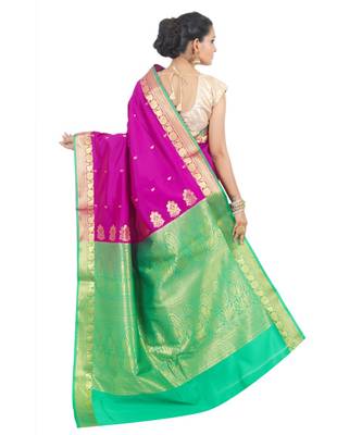 Purple woven Banarasi Saree with blouse 3