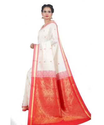 Off White woven Banarasi Saree with blouse 2