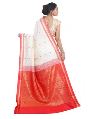 Off White woven Banarasi Saree with blouse 3