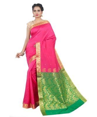 Pink woven Banarasi Saree with blouse 1