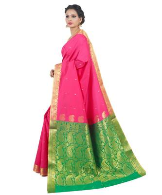 Pink woven Banarasi Saree with blouse 2