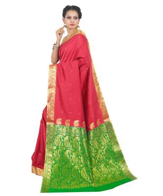 Maroon woven Banarasi Saree with blouse 2