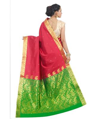 Maroon woven Banarasi Saree with blouse 3