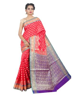 Red woven Banarasi Saree with blouse 1