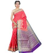 Red woven Banarasi Saree with blouse