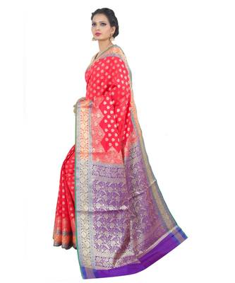 Red woven Banarasi Saree with blouse 2