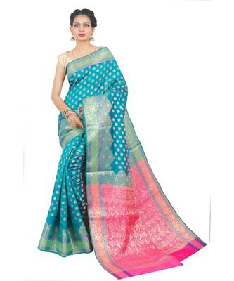 Green woven Banarasi Saree with blouse 1