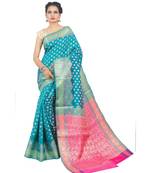 Green woven Banarasi Saree with blouse