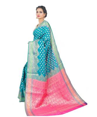 Green woven Banarasi Saree with blouse 2