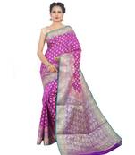 Purple woven Banarasi Saree with blouse