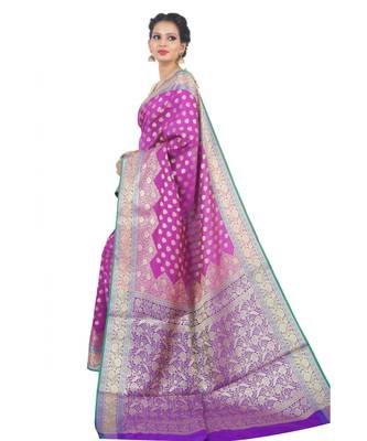 Purple woven Banarasi Saree with blouse 2
