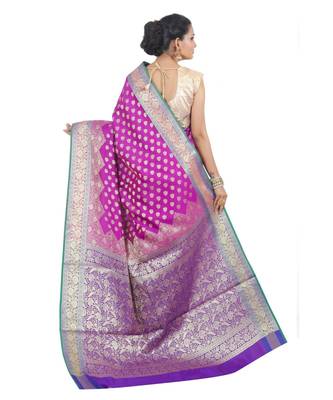 Purple woven Banarasi Saree with blouse 3