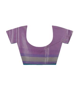Purple woven Banarasi Saree with blouse 4