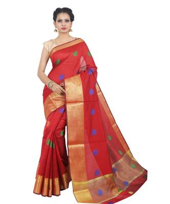Maroon woven Banarasi Saree with blouse 1