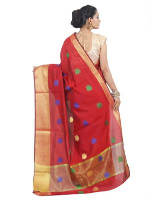 Maroon woven Banarasi Saree with blouse 3