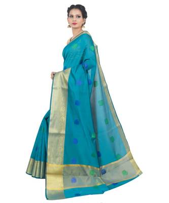 Green woven Banarasi Saree with blouse 2