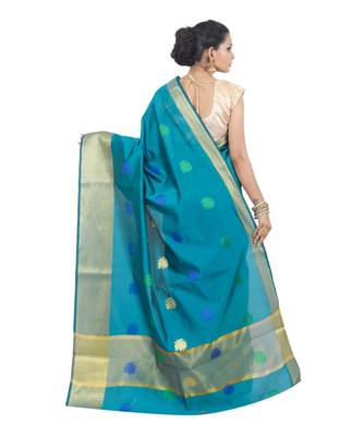 Green woven Banarasi Saree with blouse 3