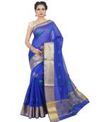 Blue woven Banarasi Saree with blouse
