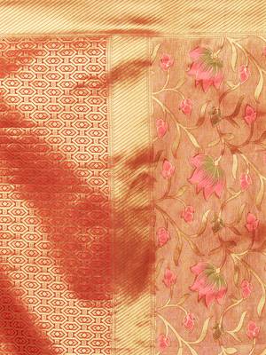 Mustard woven cotton silk saree with blouse 5