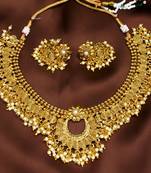 Designer Copper Premium Gold Plated Bandhani Necklace Sets