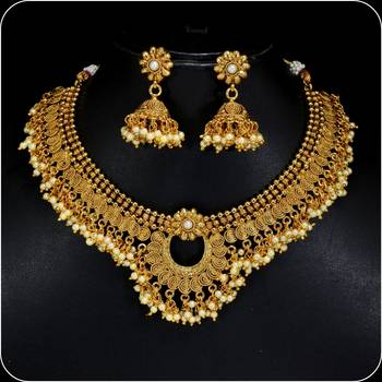 Designer Copper Premium Gold Plated Bandhani Necklace Sets 2