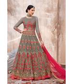 multicolor embroidered georgette semi stitched salwar with dupatta