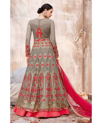 multicolor embroidered georgette semi stitched salwar with dupatta 2