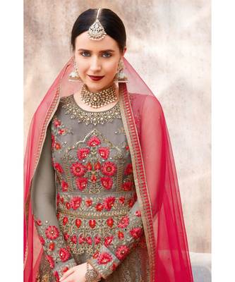 multicolor embroidered georgette semi stitched salwar with dupatta 3