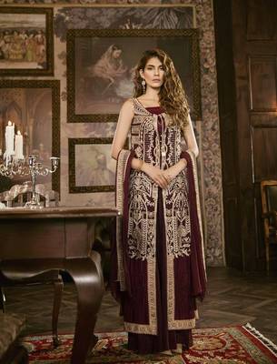 Maroon embroidered santoon salwar 1