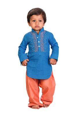 Blue Kurta With Peach Salwar 1