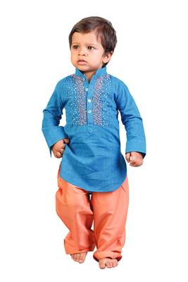 Blue Kurta With Peach Salwar 3