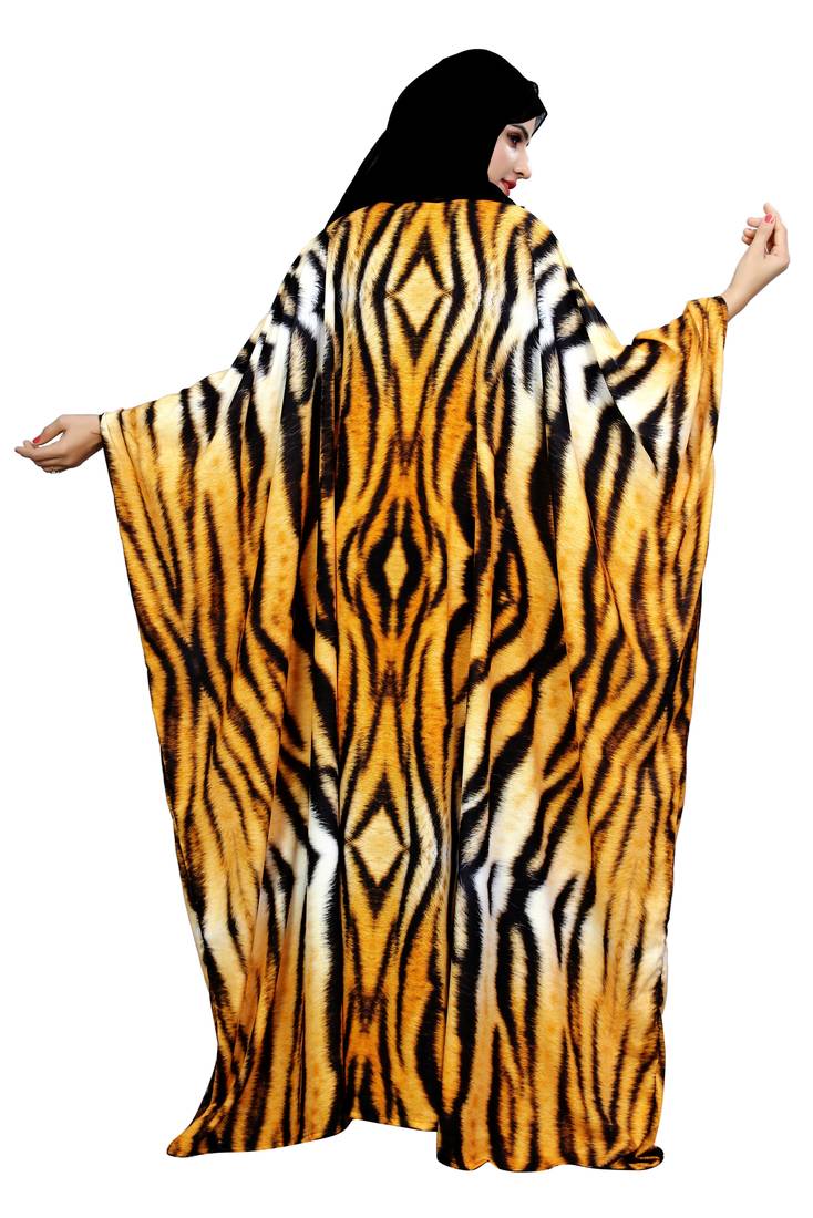 Justkartit Arabic Animal Printed Casual Wear Imported Abaya Burqa For Women With Chiffon Hijab