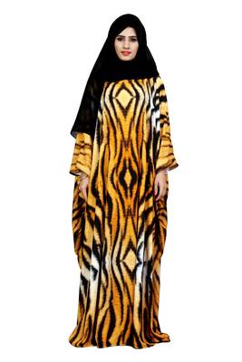 Justkartit Arabic Animal Printed Casual Wear Imported Abaya Burqa For Women With Chiffon Hijab 4