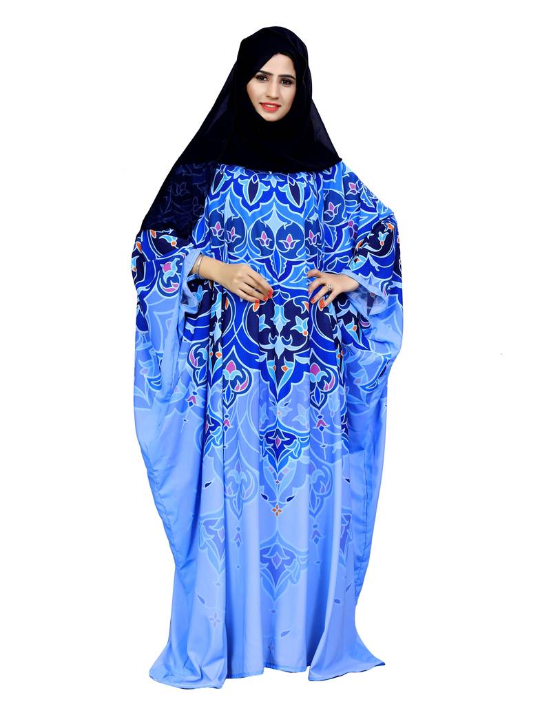 Justkartit Free Size Party Wear Kaftan Style Islamic Abaya Burqa For Women With Chiffon Hijab