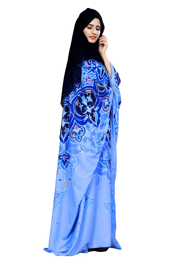 Justkartit Free Size Party Wear Kaftan Style Islamic Abaya Burqa For Women With Chiffon Hijab